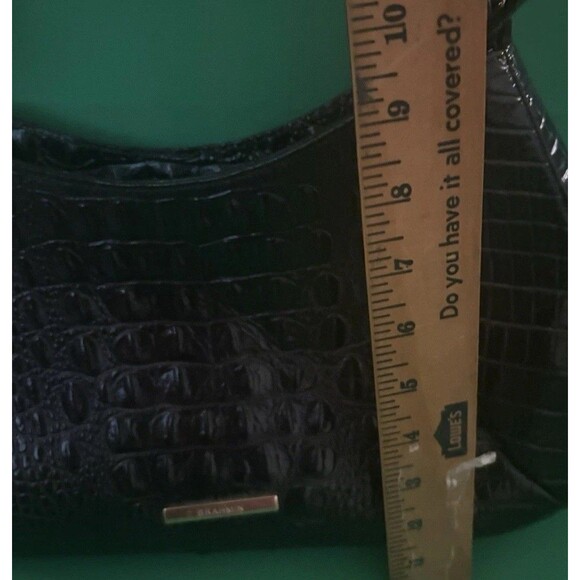BRAHMIN CAYSON BLACK MELBOURNE LEATHER SMALL HOBO SHOULDER BAG Croc Embossed - Picture 12 of 14